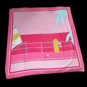 Vintage Unusual 70's 80's Italian Scarf Scarve Nautical Tropical Colorful Italy